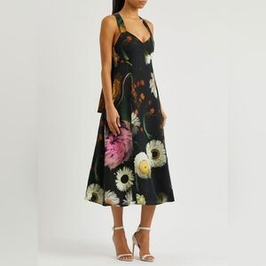 STINE GOYAJodie Floral-Print Satin Midi Dress Xxs NWT